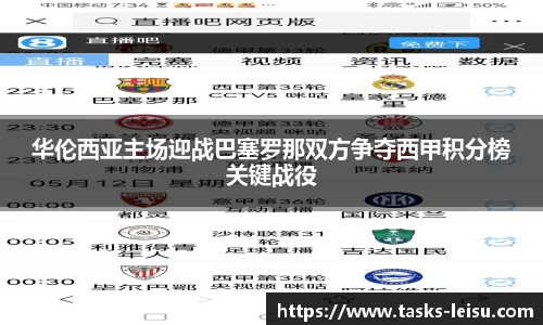 华伦西亚主场迎战巴塞罗那双方争夺西甲积分榜关键战役
